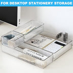 HOTOOLME 14PCS Clear Drawer Organizers Bins, 4 Size Clear Makeup Drawer Organizer, Stackable Vanity Drawer Organiser Trays, Bathroom Drawer Storage for Cosmetics, Office Supply - style: 14 Pack