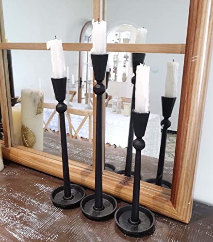 Iron Taper Candle Holder Set 3 - Decorative Candle Stand - Candlestick Holder for Wedding, Dinning, Party (Black)…