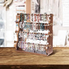 4 Tier Wooden Bracelet Holder, Bangle Watch Necklace Display Storage Antique Bracelet Display Jewelry Holder Stand Display Organizer, Brown 4 Tier Wooden Bracelet Holder - style: 4 Tier Sranding