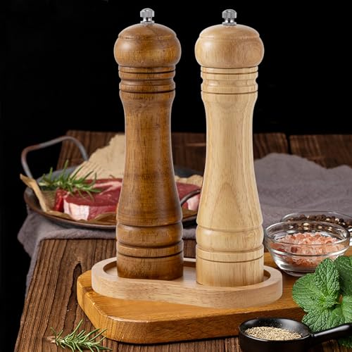 Salt and Pepper Wooden Mill Rest, Wood colours Pepper Grinder Tray, Work Surface and Dining Table Protector (Pepper mill not included) - color: H Wood Colours Mill Tray