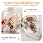 INVSSENE Stackable Makeup Organizer Countertop, Storage Perfume Skincare Cosmetic Lipstick Face Mask Makeup Brush Palettes, Ideal for Vanity Bathroom Counter - color: 3515 Clear