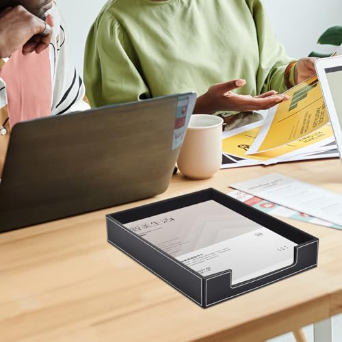Leather 1-Layer Letter Tray Stackable File Document Tray,A4 Paper Case Rack Desk Office Supplies Organizer Holders,Desktop Organization, Pen Mail Magazine Storage Box(Black) - color: Black