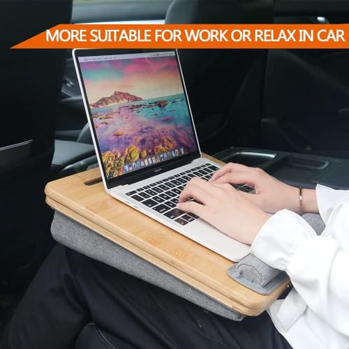 Portable Lap Desk Laptop Desk Tray with Cushion, Laptop Pad Bed Tray, Adjustable Angle Portable,for Home Sofa, Bed, Couch and car. Cushioned Lap Desk Tray Bamboo - size: 12.6" x 16.8" Angle Adjust