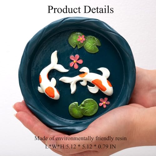 Koi Fish Ring Dish - Resin Jewelry Tray, Jewerly Holder for Women& Engagement Gift, Wedding Ring Holder for Ceremony, Key Bowl for Trinkets, Small Decorative Tray - color: Dark blue