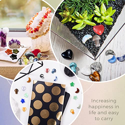 Nuenen 60 Pieces 20 * 20 * 6 mm Crystal Mushroom Sculpture Heart Shaped Moon Star Crystals Stones Bulks Worry Stones Assorted Hand Making Palm Thumb Gemstones for Witchcraft Meditation Reiki(Simple) - color: Simple, size: 20*20*6 mm