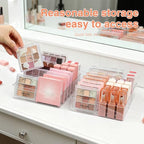 2 Pack Makeup Organizer for Eyeshadow Palette and Lipstick Organizer, 7 Section Divided Makeup Palette Organizer for Lipstick Highlighter, Skincare Cosmetic Display Cases for Bathroom - style: 2-Pack