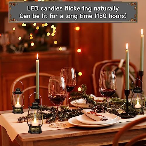 12Pcs Mini Lantern for Halloween Decor, 6Inch Small Lanterns for Western Garden Camping Party Decorations, Vintage Candleholders Table Centerpiece, Forest Christmas Wedding Decorations (Brass) - color: Brass-12pcs