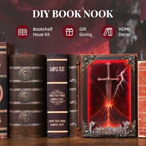 CCCDF Book Nook Kit - DIY Miniature House Kit for Adults, Teens, Dollhouse Magic Booknook Tiny House Bookshelf Decor, Gifts for Family, Friends (Sword of Fire) - style: Sword of Fire