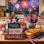 4 Pcs 4th of July Decorations Patriotic Tiered Tray Decor Memorial Day Tabletop Decoration Red White Blue Table Centerpieces Parades Star Decorative Trays for Tiered Tray Home Shelf 250th Anniversary - style: Parades Star