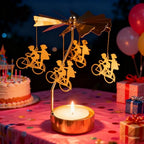 Self Rotary Candle Holder, Metal Tea Light Holders Automatic Rotating, Romantic Aroma Tea Candle Round Holder, Unicorn, Snowflower, Kids, Leather Candle Holder(Kids) - color: Kids