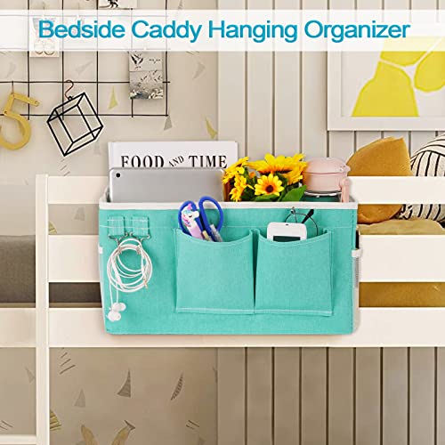 Loghot Bedside Caddy/Bedside Storage Bag Hanging Organizer for Bunk and Hospital Beds,Dorm Rooms Bed Rails,Can be Placed Glasses,Books,Mobile Phones,Keys (2pc Green) - color: 2pc Green