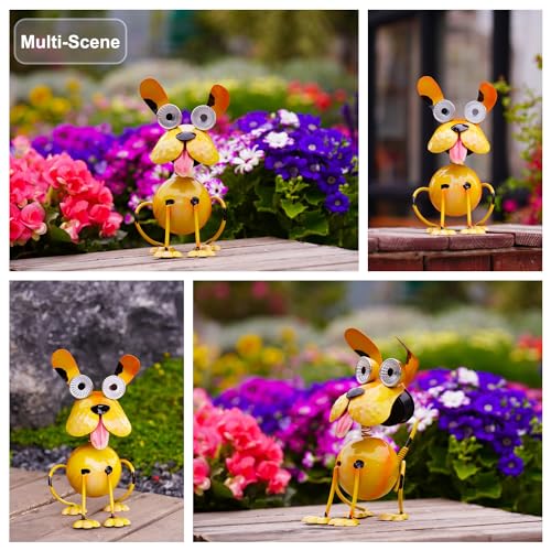Dog Solar Lights Outdoor,Yard Art Metal Dog Statues,Outdoor Funny Statue for Garden Decor Yard Lawn Ornaments - style: Sit Dog