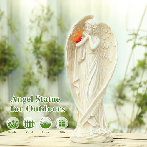 Angel Figurine, Large Angel Garden Statues Outdoor with Butterfly Solar LED Lights Lawn Decorations Yard Ornament Sculptural for Outside Patio Decor, Angel Gardening Gifts - style: Butterfly-2