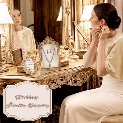 Liliaafar 2 Pcs Vintage Ring Holder Jewelry Display Stand for Vendors Necklace Jewelry Organizer with Velvet Backing for Women Engagement Wedding Anniversary(Charming,White) - color: White, style: Charming