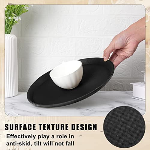 Zopeal 8 Pieces Black Round Restaurant Serving Tray, Plastic Non Slip Surface Food Meals Server Tray with Raised Edges for Home, Kitchen, Restaurant, Cafeteria, Bar (11") - size: 11"