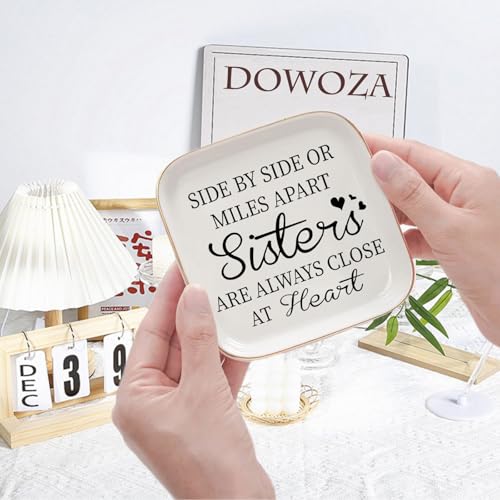 Sister Friendship Trinket Jewelry Dish - Sisters Are Always Close at Heart - Birthday Gift for Female Friend, Bridal Shower - style: Sisters are always close at heart