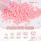 PATIKIL 1000 Pcs No Hole Pearls, 3mm 4mm 5mm 6mm 8mm Mini Round Faux Pearl for Art Crafts Jewelry Making Nail Vase Filler Birthday Wedding Party, Dark Pink - color: Dark Pink