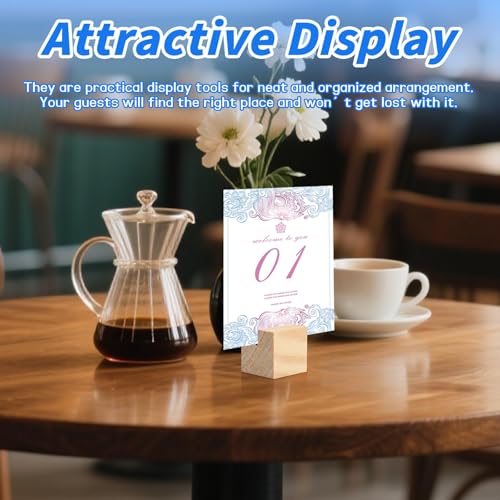 30Pcs 1.2x1.2 Inches Wood Table Number Stands, Wood Place Card Holders, Picture Holder Acrylic Sign Holdersr for Wedding, Ceremony, Birthday, Party, Home Decoration, Events - size: 1.2" 30pcs