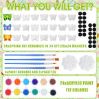 WinnerWhy 24 Sets Spring Butterfly Ceramic Painting Kit Make Your Own Butterfly Figurine Paint DIY Beautiful Painting Statue Craft Paint Your Own Spring Statue for Party Adult Art Activity Supply - style: Butterfly