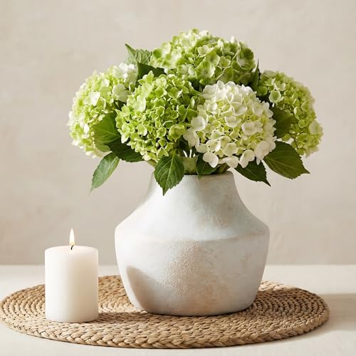 Ceramic Flower Vase 5.2 Inch - Farmhouse Centerpiece Vase for Home Decor, Rustic Table Vase for Dried Flowers, Handcrafted Pottery for Living Room, Shelf & Wedding Decor - color: 5.2”h-antique