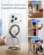 [2025 Upgraded] Mag Safe Phone Ring Holder, SUPERONE Adjustable Magnetic Kickstand & Removable Phone Grip Compatible with Wireless Charging Only for iPhone 17 &16 & 15 & 14 & 13 & 12 Series - Black - color: Black
