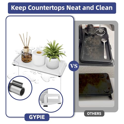 Gypie 2 Pack Bathroom Vanity Tray, Toilet Tank Tray with Handle, Bathroom Trays for Counter, Toilet Tank, Kitchen (White) - color: White 2 Unit