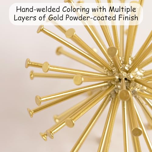 4.5” Metal Spike Sphere Tabletop Decor, Gold Geometric Decorative Ball, Abstract Sculpture Table Decorations for Home, Art Decor Orb for Living Room Bedroom Office - color: Gold Spike-4.5 in
