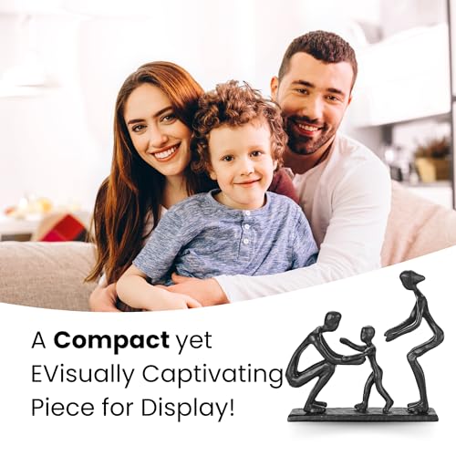 Rustic Family Figurines Family of Three Sculptures Parents and Kid Statue for Bedroom Décor Cast Iron Family Sculpture for Living Room Decor Gifts for Family Unique Art Piece Modern Home Décor - style: Family of Three Sculptures