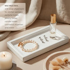MaisoNovo White Bathroom Tray Countertop - 7.4x5.1 inch Handcrafted Ceramic Kitchen Tray for Soap Bottles, Perfume, Jewelry - Moisture Resistant - Rectangle Bathroom Dish with 4 Anti-Slip Pads - color: White Ceramic Tray