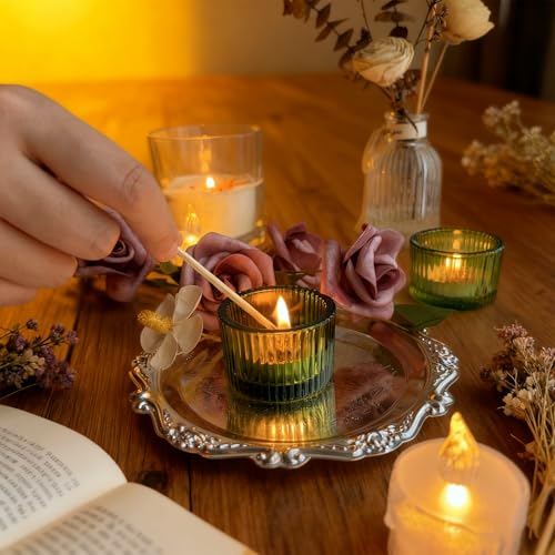 2pcs Votive Candle Holders Glass Tea Light Candle Holders Table Centerpiece for Wedding Birthday Valentine's Day (Green) - color: Green
