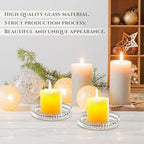 kanpura Crystal Glass Candle Holder Plates Set of 2 3.7 Inch Round Clear Glass Pillar Candle Holder Snowflake Votive Candle Holder Set for Christmas Winter Party Birthday Holiday - color: Snowflake,1