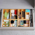 Fabsome Drawer Organizer, Set of 9 Bamboo Wood Kitchen Makeup Desk Junk Tea Drawer Storage Boxes Bins for Cutlery Silverware Utensils Flatware, Small Wooden Container Tray for Bathroom, Office - size: 2''H 9 Boxes