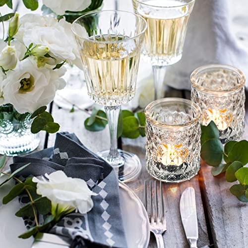 NITIME 12pcs Votive Candle Holders, Clear Glass Candle Holder in Bulk, Tealight Candle Holder for Wedding Decor, Table Centerpiece, Home Decor and Holiday Decor - color: Clear