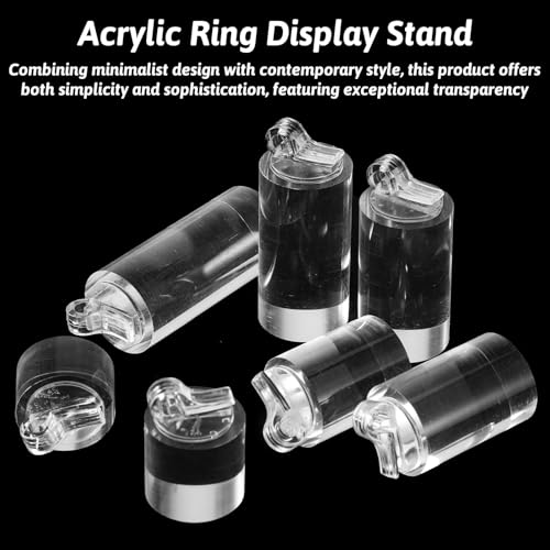 7 Pcs Clear Acrylic Ring Display Stand, Crystal Cylinder Holder for Jewelry Showcase, Engagement Wedding Rings, Perfect for Store Countertop, Photography, and Gift Presentation - color: Cylinder