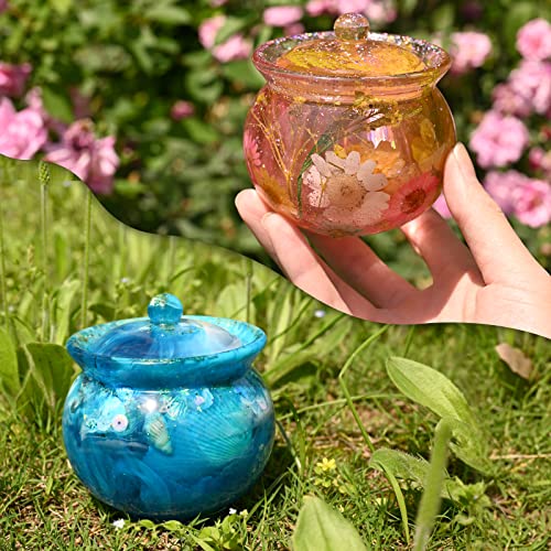 Actvty Jar Silicone Molds, Jar Resin Molds with Lid, Epoxy Molds for DIY Jewelry Storage Box,Candle Holder,Candy Container, Epoxy Resin Casting Craft Gifts - color: Crock Jar Molds