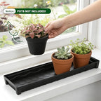 5 Pack Rectangular Plant Saucer 16 Inch Plastic Plant Flower Drip Trays Pots with Removable Drainage Hole Heavy Duty Water Drip Tray for Windowsill, Indoor Outdoor Planter Saucers for Garden Balcony - size: 5pcs-16 Inch
