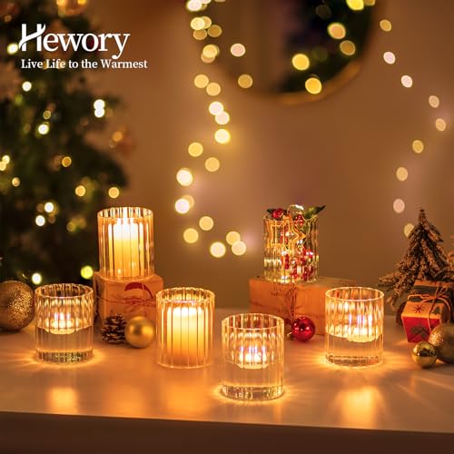Hewory Glass Hurricane Candle Holder Set of 12, Clear Glass Candle Holders for Pillar Candles Floating Candles, 4 inch Glass Cylinder Hurricane Vases for Centerpieces Wedding Christmas Home Decor - size: 4 inch-12PCS