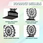 Peacoblue Metal Bookends for Shelves, Modern Decorative Heavy Duty Study Book Ends Stoppers for Office, Desk, Shelf, Room 5.3"x4.3"x7.9" Cast Iron Simple Tall Bookends 1 Pair (Ferris Wheel) - style: Ferris Wheel