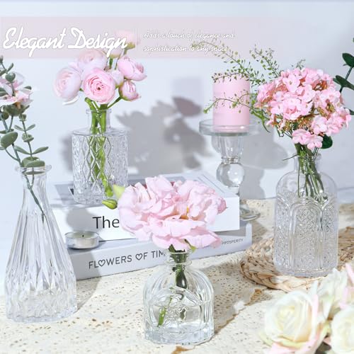 TBWIND Glass Bud Vase Set of 24, Small Clear Flower Vases for Centerpieces in Bulk, Mini Vintage Vase for Wedding Decor, and Home Table Décor - color: 24pcs-clear