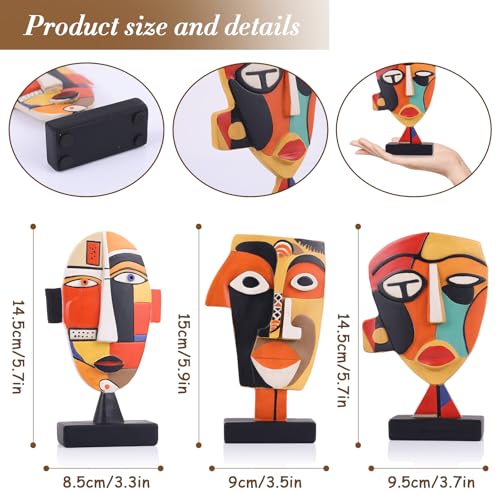 5.9” Resin Abstract Coffee Table Sculptures, Handcrafted 3 PCS African Art Tribal Figurines Weird Art Decor, Modern Design African Statues for Home, Office, Living Room, Bookshelf, Cabinets Accent - size: Small