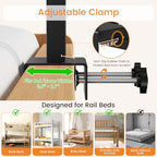 Snughome Clamp On Bedside Shelf for Bunk Bed - Adjustable Height Bedside Table Tray with Cup Holder & Cable Holes, Sturdy Nightstand Organizer Top Bunk Bed Accessories for College Dorm Apartment