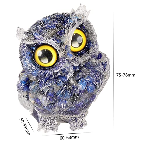 mookaitedecor Lapis Lazuli Owl Statue Sculpture Stone, Carved Animals Night Owl Figurine Crystal Ornament for Desktop Office Home Decor, 3 Inch - color: Blue, size: 3 inch