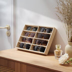 pickpiff Drawer Sunglass Organizer & Display Tray: 1 Pcs 8 Grids Velvet Scratch-Free Eyeglasses Case (13.8x9.4x1.6inch) - Soft Beige Glasses Storage Holder Box for Men & Women - size: 8 grids