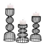 Lainon Candle Holders for Pillar Candles (Black, Set of 3) - Hand Crafted Black Metal Candle Holder Set - Metal Candle Holders Pillar for Table Centerpiece - Modern Candle Stand - 6", 9", 12" - color: Metal - Black
