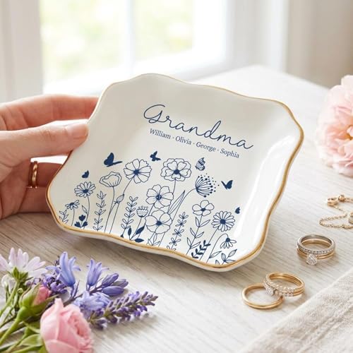 Personalized Grandma Jewelry Tray, I Love You Mom Jewelry Dish; Personalized Grandma Trinket Tray with Kid's Name, Grandma Shower Keepshake, for Grandma Mama 10 - color: Jewelry Dish 9