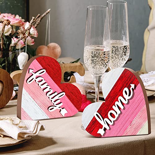 Jetec 2 Pcs Rustic Wooden Heart Table Decor, Daisy Farmhouse Home Decor, Bless This Home & Be Kind Sign for Living Room, Dining Room, Shelf & Mantel, Ideal Housewarming & Birthday Gift(Sweet Style) - style: Sweet Style