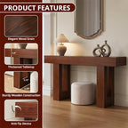 FURSUN 63" Console Table with 2 Drawers, Slim Entryway Table for Hallway, Narrow Sofa Table Behind Couch, Farmhouse Long Wood Accent Table for Foyer & Living Room, Dark Walnut - color: Dark Walnut