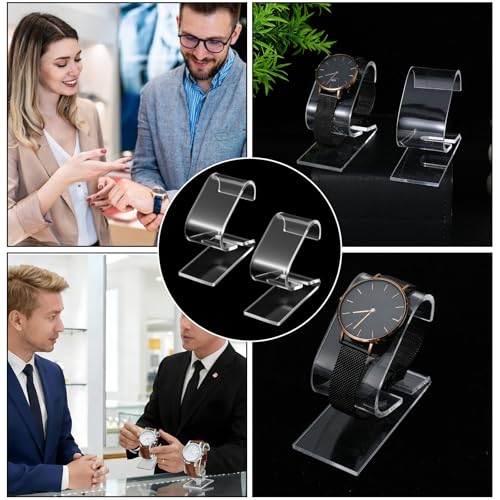 2 PCS Acrylic Watch Display Stand Clear Single Watch Holder Display Portable C Shape Single Bracelet Holder Organizer Storage Rack Jewelry Stand for Men Women Store Home Bedroom Office Desk Selling