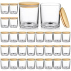 SUPMIND 30 Pack Glass Candle Jars-10oz Clear Empty Candle Jars with Bamboo Lids and Sticky Labels, Bulk Candle Jars for Making Candles Containers - Dishwasher Safe - color: Clear-30P, size: 10oz