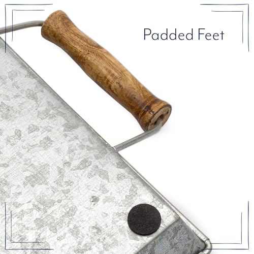 AuldHome Design Galvanized Farmhouse Trays (Set of 2, Small & Medium); Farmhouse Decor Rectangular Trays w/Handles